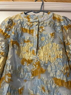 Women’s Jacquard Floral Dress Light Blue and Gold
